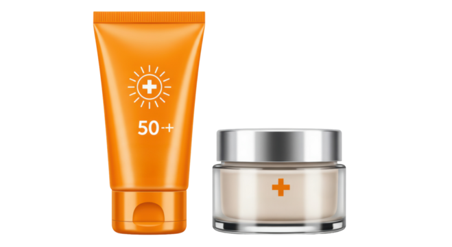 Isolated Sunscreen Lotion and Cream Set for Skin Protection