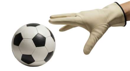 Isolated Soccer Ball and Leather Glove Ready to Catch
