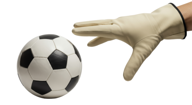 Isolated Soccer Ball and Leather Glove Ready to Catch - Powered by Adobe