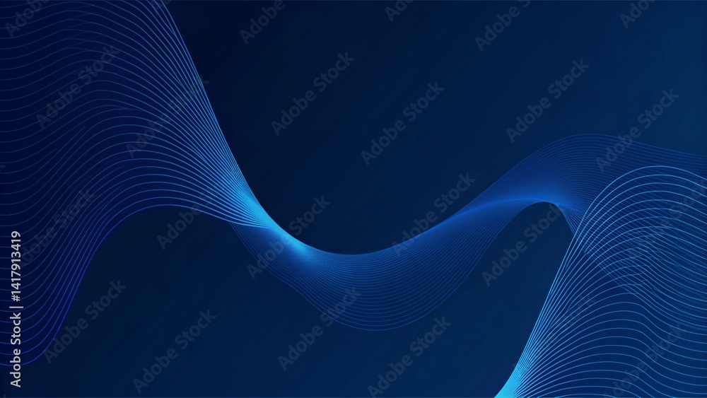 Fototapete Abstract blue modern background with smooth lines. Dynamic waves. futuristic tech concept. Flowing energy shapes in digital space create a clean and elegant technology-inspired backdrop