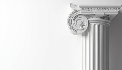 Obraz premium Elegant Roman column detail against stark white backdrop, stock, simple, building