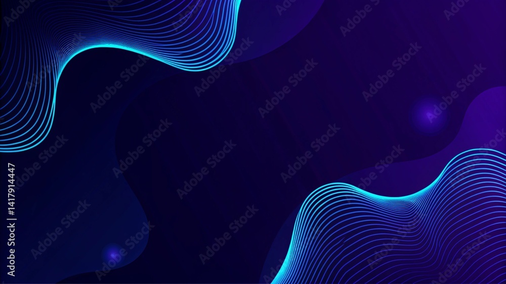 Poster Abstract blue modern background with smooth lines. Dynamic waves. Futuristic flow pattern in digital style, perfect for elegant tech designs, presentations, or stylish corporate visuals