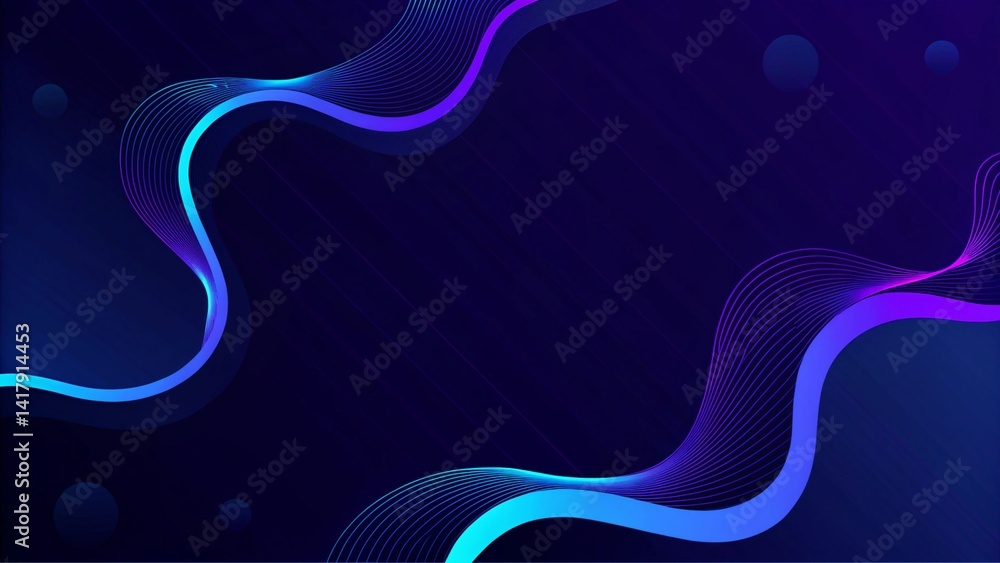 Poster Abstract blue modern background with smooth lines. Dynamic waves. Futuristic flow pattern in digital style, perfect for elegant tech designs, presentations, or stylish corporate visuals