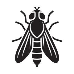 Daytime Horsefly silhouette, active in sunlight and heat – Horsefly illustration – Minimalist Horsefly vector – Insect silhouette

