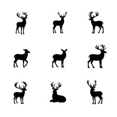deer silhouette set