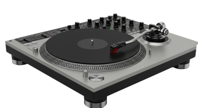 Isolated Professional DJ Turntable Audio Mixing Equipment