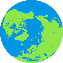 Blue and green earth globe transparent PNG. North Pole region earth globe map. Globe symbol. North Pole clipart. North Pole vector.