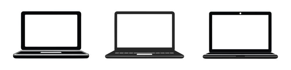 Laptop Icons with Blank Screens for Technology and Design Mockups