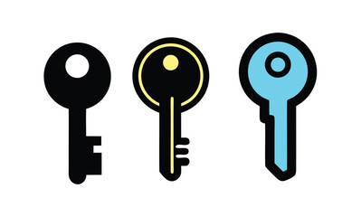 Simple Key Icons for Security, Access, and Solutions