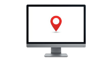Isolated Red Location Pin on Computer Screen Navigation