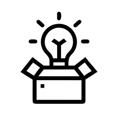 Lightbulb with Box and Sparkles Icon Design