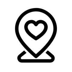 Map Pin with Heart Symbol Icon Design