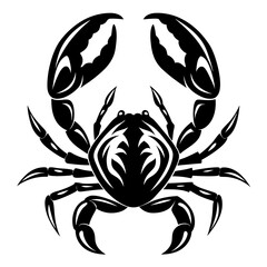 Stylized black and white vector illustration of a crab on a white background