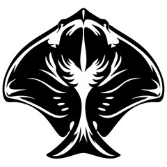 Stylized Stingray Silhouette in Black and White Minimalist Design Pattern
