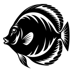 Elegant monochromatic illustration of a tropical fish with detailed anatomical features