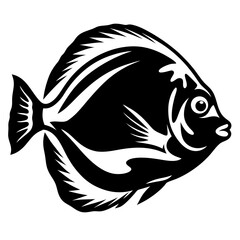 Monochrome depiction of a spadefish, a type of ray finned perciform fish