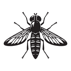 Agile Hoverfly silhouette, darting quickly in any direction – Hoverfly illustration – Minimalist Hoverfly vector – Insect silhouette


