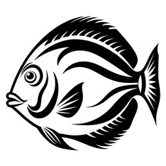 Stylized Tropical Fish with Bold Black and White Ornamental Design