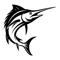 Striking black and white marlin silhouette graphic illustration with dynamic energy