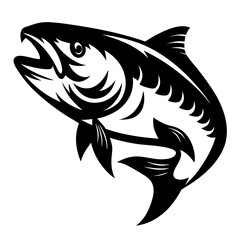 Obraz premium Dramatic Black and White Illustration of a Leaping Fish Ready to Strike
