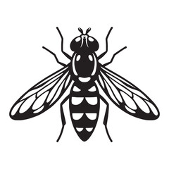 Delicate Hoverfly silhouette, showcasing elegant mid-air balance – Hoverfly illustration – Minimalist Hoverfly vector – Insect silhouette

