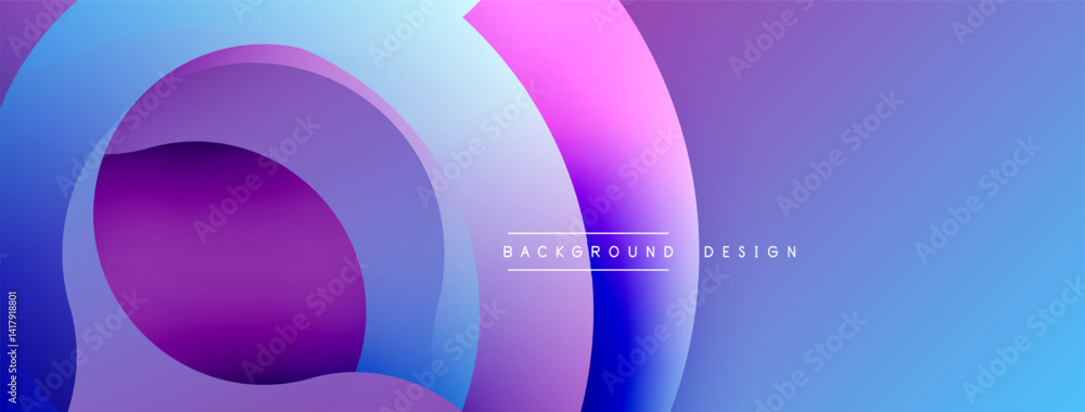 Aufkleber Abstract layers create dynamic visual flow. Purple, blue hues blend, forming modern backdrop. Smooth gradients offer depth.