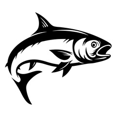 Majestic Tarpon Fish Ascending Upward in Striking Black and White Design