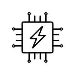 Microchip with Power Bolt Symbol Icon Design