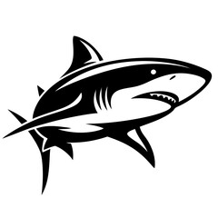 Stylized Vector Graphic Illustration of a Great White Shark with Ferocious Details