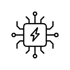 Microchip with Power Bolt Symbol Icon Design