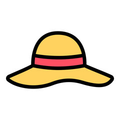 Beach hat icon vector illustration. Vintage hat icon.
