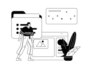 Flat vector illustration of business people operating work scene
