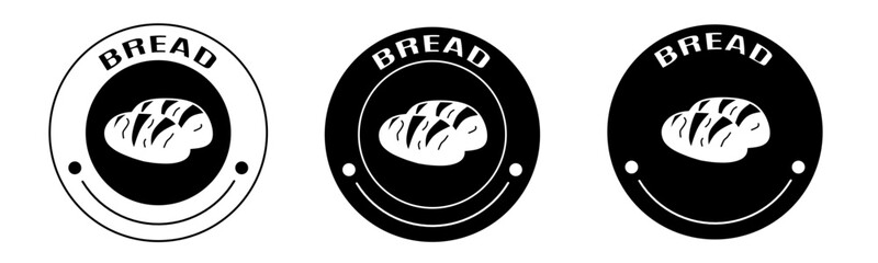 Black and white illustration of bread icon in flat. Stock vector.