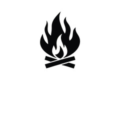 Fire Pit Icon with Wood Logs, Black Silhouette on Transparent Background Design