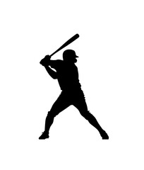 Baseball player silhouette. Vector illustration in black color with white background