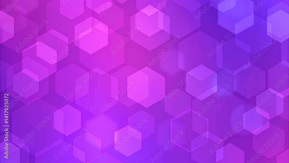 Poster abstract purple geometric bokeh. hexagons background. futuristic design with soft light effects and 
