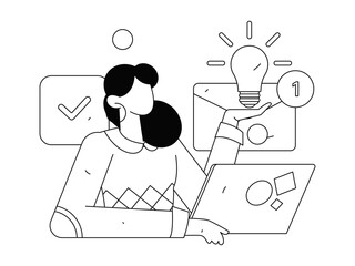 Flat vector illustration of business people operating work scene
