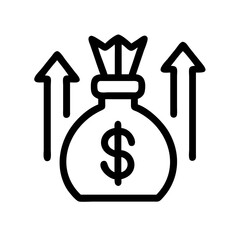 Money Bag with Upward Growth Arrows Icon Design