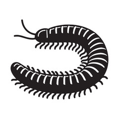 Sleek Millipede silhouette, a natural representation in shadow – Millipede illustration – Minimalist millipede vector – Insect silhouette

