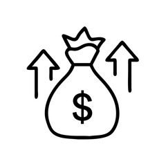 Money Bag with Upward Growth Arrows Icon Design