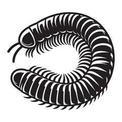 Stylish Millipede silhouette, for bold vector art and designs – Millipede illustration – Minimalist millipede vector – Insect silhouette

