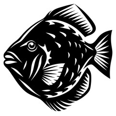 Fototapeta premium Monochromatic Illustration of a Tropical Fish with Detailed Fin Elements Design