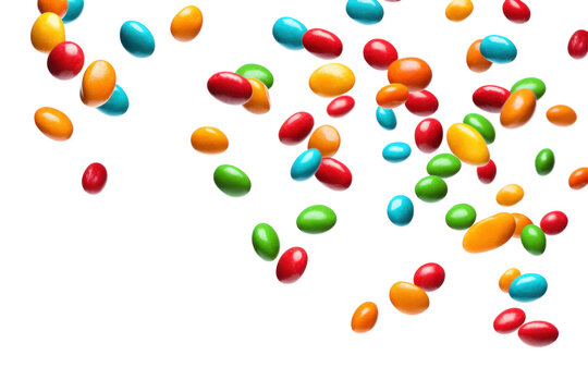 Colorful Mms Candies Falling... on a transparent background