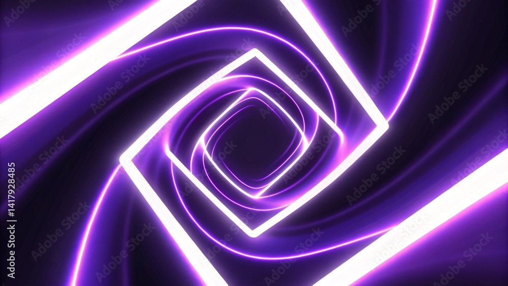 Poster Black purple abstract background with wavy lines and curves in the center of the image, with a black background and a purple background with a white border, modern digital wave texture design