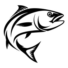 Fototapeta premium Striking Monochrome Illustration of a Fish in Motion on a White Background