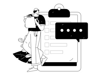 Flat vector illustration of business people operating work scene
