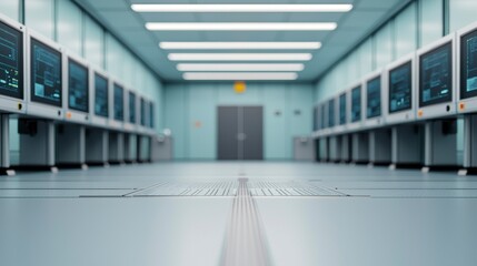 High-Tech Control Room with Monitors and Alert Systems for Monitoring