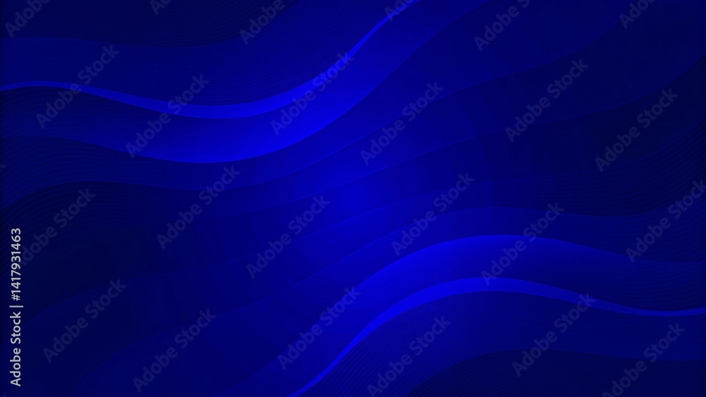 Poster Blue modern wave lines shiny futuristic technology background, digital abstract design template with light effects, innovation concept backdrop for presentations and web design