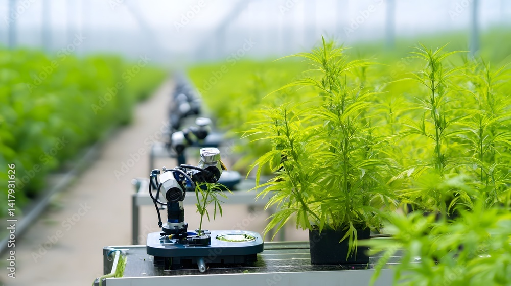 Aufkleber a modern greenhouse equipped with automated hydroponic systems for efficient and sustainable crop cu