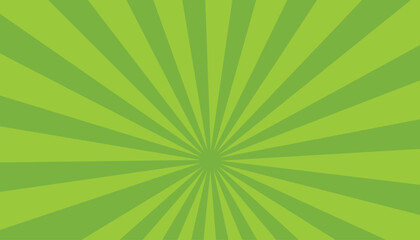 Sun rays green background, starburst anime pop art cartoon or comic, dotted texture and explosion effect or sunburst